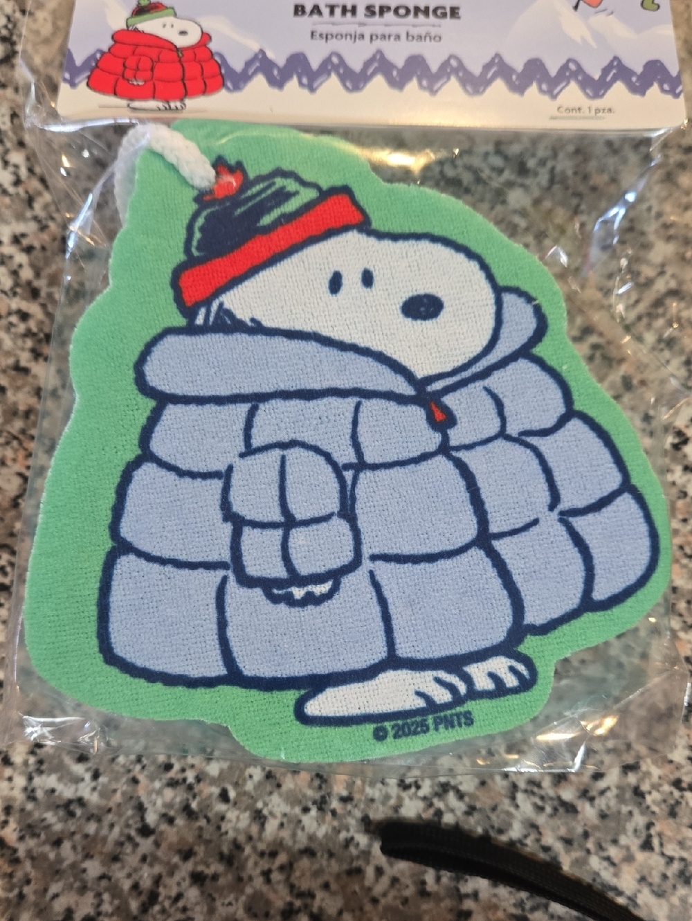 Peanuts Snoopy Green, Light Blue & Red Bath Sponge with Rope